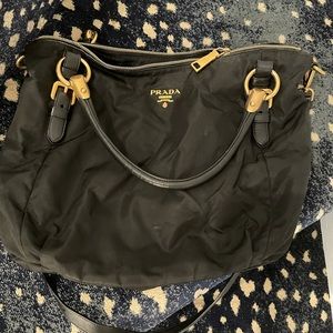 Authentic nylon Prada tote with crossbody strap